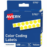 Avery&reg; 1/4" Color-Coding Labels - 1/4" Diameter - Permanent Adhesive - Round - Yellow - Self-adhesive - 450 / Pack