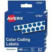 Avery&reg; 1/4" Color-Coding Labels - 1/4" Diameter - Permanent Adhesive - Round - Dark Blue - Self-adhesive - 450 / Pack