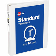 Avery Economy View Binder, 1" Capacity, 5 1/2" x 8 1/2" Statement Size, 3 Round Rings, 2 Internal Pockets, White, Vinyl/Chipboard, 1 Each
