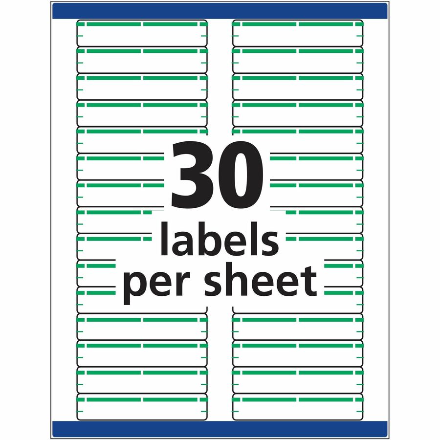 Avery TrueBlock File Folder Labels, Green, 2/3" x 3 7/16", Matte, Rectangle, Permanent Adhesive, Jam Resistant, 30 Labels/Sheet, 50 Sheets, 1500 Labels/Box