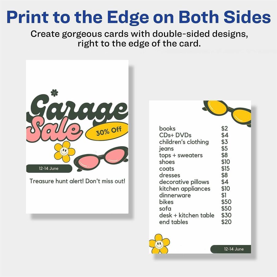 Avery&reg; Sure Feed Postcards - 97 Brightness - 6" x 4" - 80 lb Basis Weight - 216 g/m² Grammage - Matte - Perforated, Heavyweight, Rounded Corner, Uncoated, Recyclable, Biodegradable, Print-to-the-edge, Sturdy - White - 80 / Box