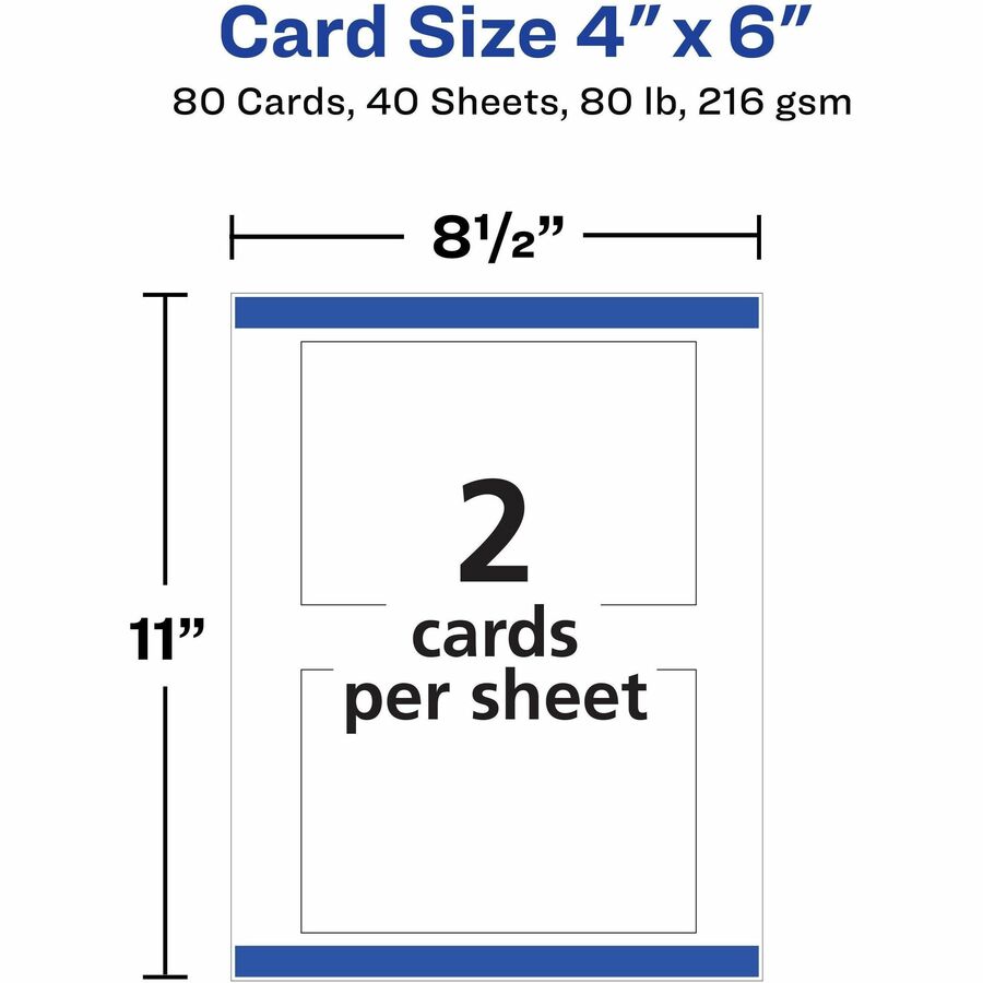 Avery&reg; Sure Feed Postcards - 97 Brightness - 6" x 4" - 80 lb Basis Weight - 216 g/m² Grammage - Matte - Perforated, Heavyweight, Rounded Corner, Uncoated, Recyclable, Biodegradable, Print-to-the-edge, Sturdy - White - 80 / Box