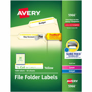 Avery TrueBlock File Folder Labels, Yellow, 2/3" x 3 7/16", Matte, Permanent Adhesive, Rectangle, Inkjet/Laser Compatible, 30 Labels/Sheet, 50 Sheets, 1500 Labels/Box