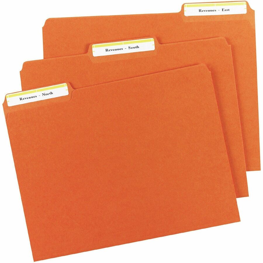 Avery TrueBlock File Folder Labels, Yellow, 2/3" x 3 7/16", Matte, Permanent Adhesive, Rectangle, Inkjet/Laser Compatible, 30 Labels/Sheet, 50 Sheets, 1500 Labels/Box
