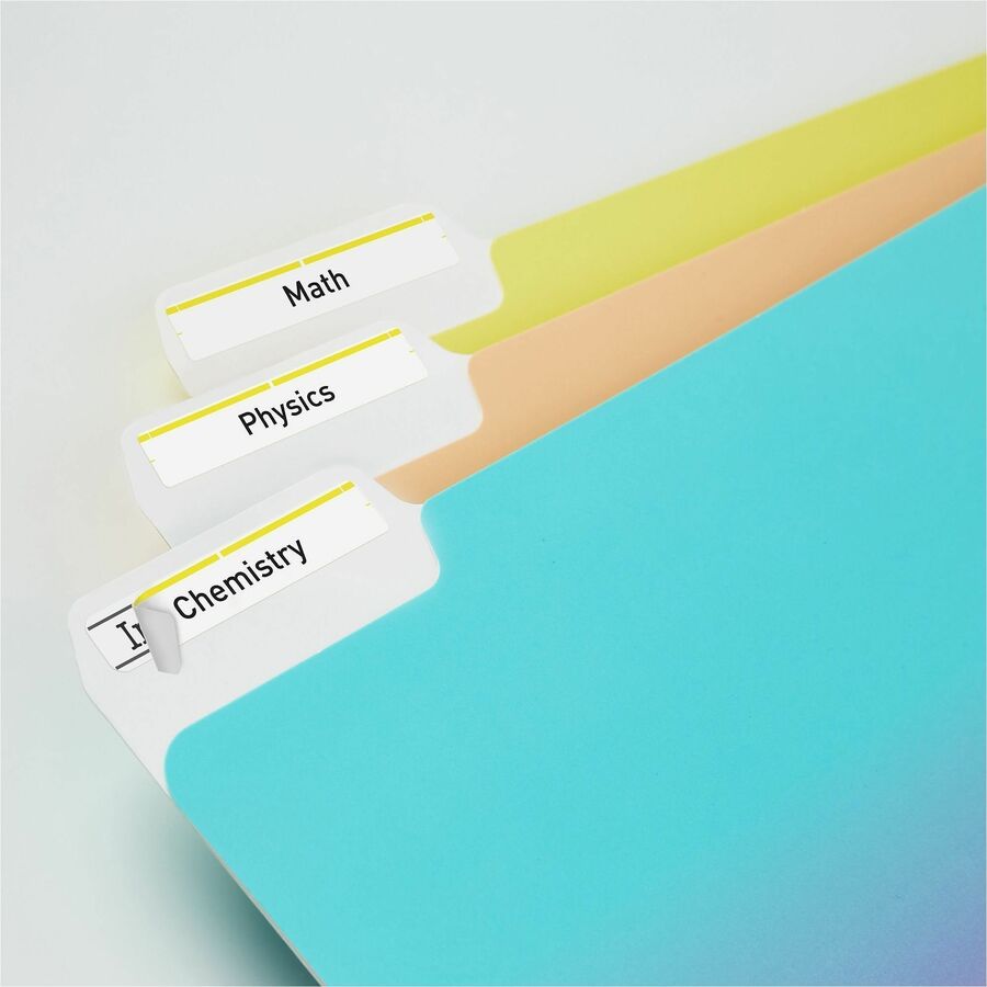 Avery TrueBlock File Folder Labels, Yellow, 2/3" x 3 7/16", Matte, Permanent Adhesive, Rectangle, Inkjet/Laser Compatible, 30 Labels/Sheet, 50 Sheets, 1500 Labels/Box