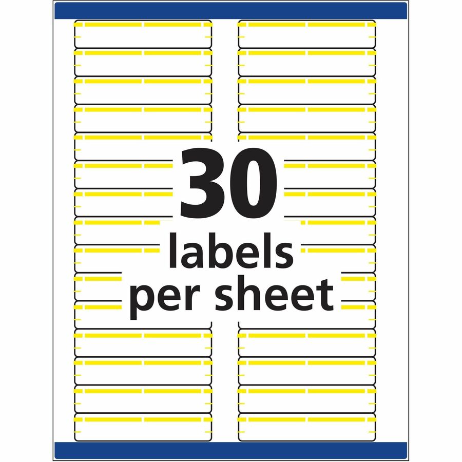 Avery TrueBlock File Folder Labels, Yellow, 2/3" x 3 7/16", Matte, Permanent Adhesive, Rectangle, Inkjet/Laser Compatible, 30 Labels/Sheet, 50 Sheets, 1500 Labels/Box