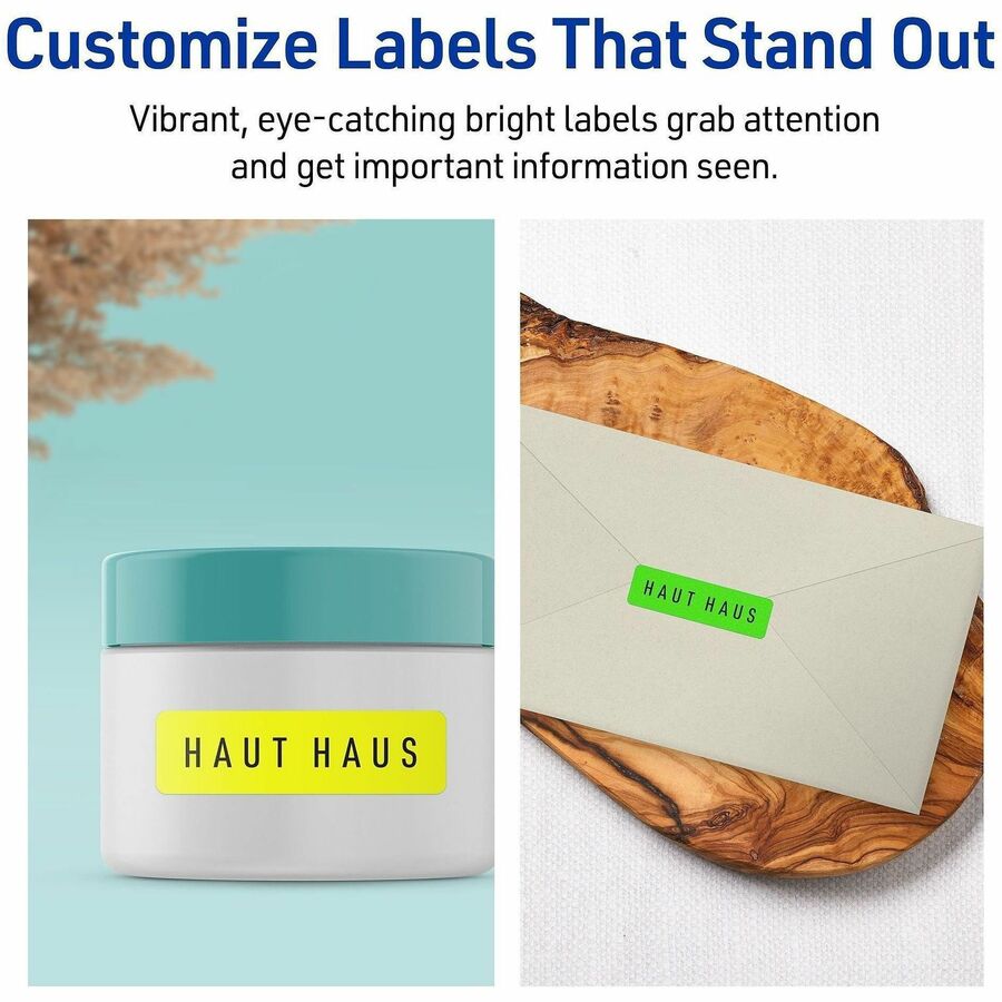 Avery&reg; Shipping Labels - 1" Width x 2 5/8" Length - Permanent Adhesive - Rectangle - Laser - Neon Yellow - Paper - 30 / Sheet - 25 Total Sheets - 750 Total Label(s) - 750 / Pack