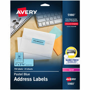 Avery Shipping Labels, 1" x 2 5/8", Rectangle, Permanent Adhesive, Matte, Pastel Blue, Laser Compatible, 30 Labels/Sheet, 25 Sheets, 750 Labels/Pack