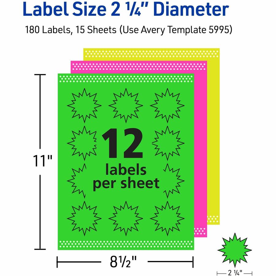 Avery&reg; Neon Burst Labels
