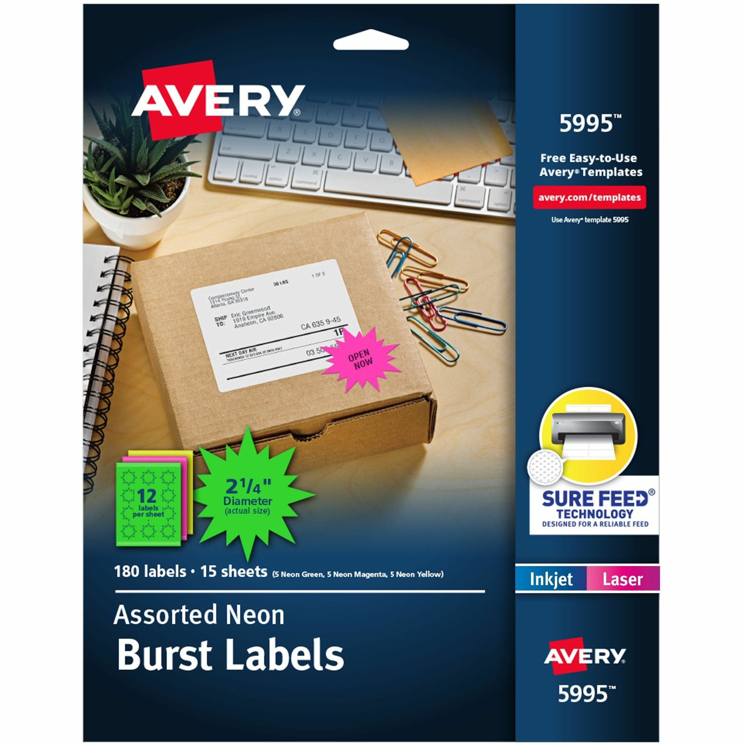 Avery&reg; Neon Burst Labels