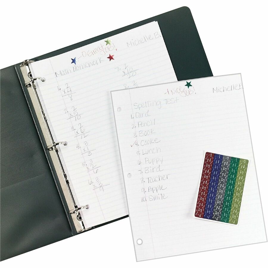 Learning Theme/Subject - Star Shape - Permanent Adhesive - 0.50" Height - Red, Blue, Silver, Green, Gold - Paper - 440 / Pack