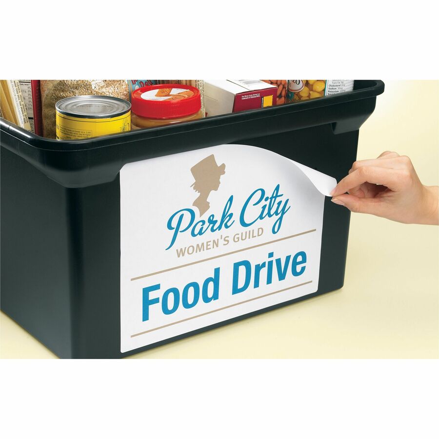 8 1/2" Width x 11" Length - Removable Adhesive - Rectangle - Inkjet, Laser - White - Paper - PVC-free, Removable, Stick & Stay - 1 / Sheet - 25 Total Sheets - 25 Total Label(s) - 25 / Pack