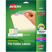 2/3" Width x 3 7/16" Length - Removable Adhesive - Rectangle - Inkjet, Laser - Matte - Blue, Green, Red, White, Yellow - Paper - Jam Resistant, PVC-free, Removable, Reusable, Stick & Stay - 30 / Sheet - 25 Total Sheets - 750 Total Label(s) - 750 / Pack