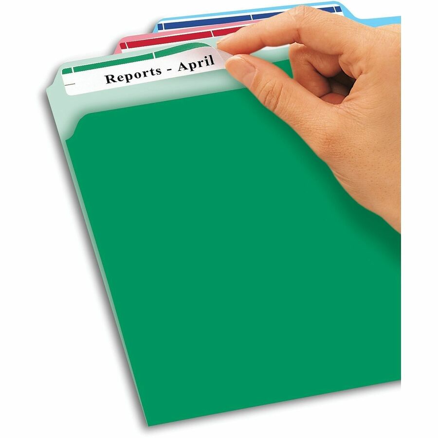 2/3" Width x 3 7/16" Length - Removable Adhesive - Rectangle - Inkjet, Laser - Matte - Blue, Green, Red, White, Yellow - Paper - Jam Resistant, PVC-free, Removable, Reusable, Stick & Stay - 30 / Sheet - 25 Total Sheets - 750 Total Label(s) - 750 / Pack