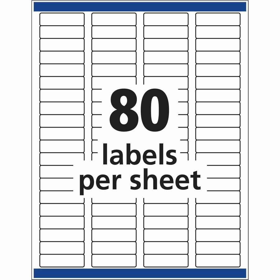 Avery&reg; Removable I.D. Laser/Inkjet Labels - 1/2" Width x 1 3/4" Length - Removable Adhesive - Rectangle - Inkjet, Laser - White - Paper - Jam Resistant, PVC-free, Removable - 80 / Sheet - 25 Total Sheets - 2000 Total Label(s) - 2000 / Pack