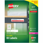 Avery Permanent Durable ID Laser Labels, Waterproof, 5/8" x 3", Rectangle, Matte White Film, Permanent Adhesive, 32 Labels/Sheet, 50 Sheets, 1600 Labels/Pack