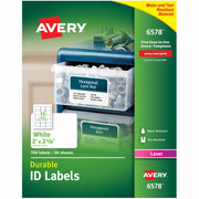 Avery Permanent Durable ID Laser Labels, 2" x 2 5/8", Rectangle, Matte White, Waterproof, Tear & Smudge Resistant, 15 Labels/Sheet, 50 Sheets, 750 Labels/Pack