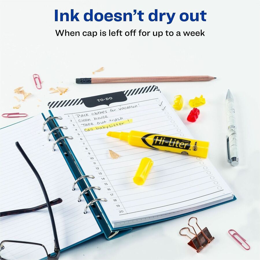 Avery&reg; Desk Style Highlighters - Chisel Marker Point - Yellow Ink - Yellow Barrel - 1 Dozen
