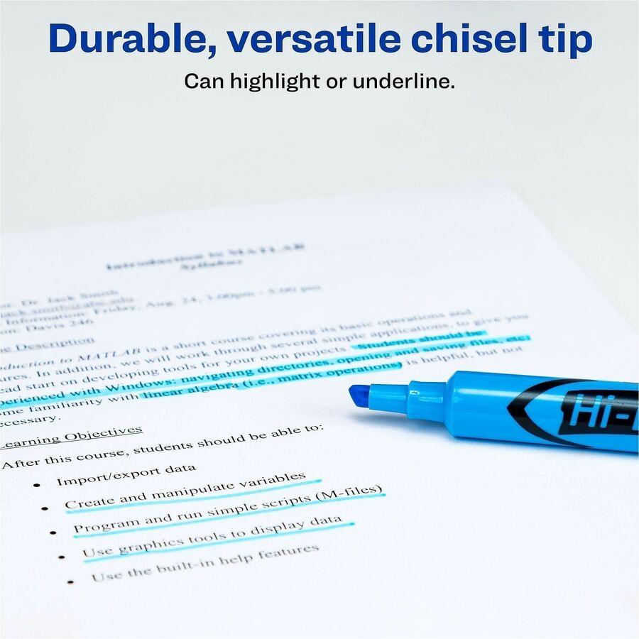 Avery&reg; Desk Style Highlighters - Chisel Marker Point - Light Blue Ink - Light Blue Barrel - 1 Dozen