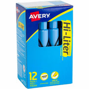 Avery&reg; Desk Style Highlighters - Chisel Marker Point - Light Blue Ink - Light Blue Barrel - 1 Dozen