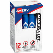 Avery&reg; Marks-A-Lot Desk-Style Permanent Markers - 4.762500 mm Regular Chisel Marker Point - Blue Ink - Blue Plastic Barrel - 1 Dozen