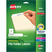 Avery Removable File Folder Labels, 2/3" x 3 7/16", White, Matte, Rectangle, Jam Resistant, PVC-free, 30 Labels/Sheet, 25 Sheets, 750 Labels/Pack