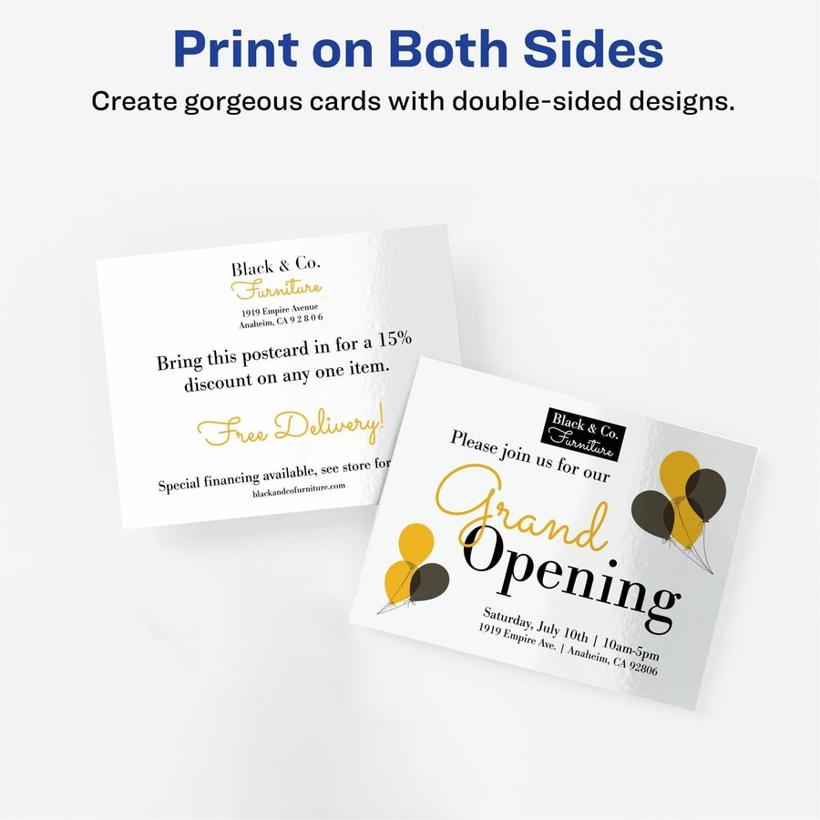 98 Brightness - 5 1/2" x 4 1/4" - 74 lb Basis Weight - 201 g/m² Grammage - Glossy - Perforated, Heavyweight, Rounded Corner, Double-sided, Recyclable, Printable - White - 25 Sheets - 4 - 100 / Pack