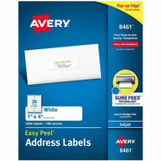 Avery&reg; Easy Peel Address Labels, 1" x 4" , 2,000 White Labels (8461)