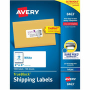 2" Width x 4" Length - Permanent Adhesive - Rectangle - Inkjet - Matte - White - Paper - Permanent Adhesive, Jam Resistant, Customizable - 10 / Sheet - 100 Total Sheets - 1000 Total Label(s) - 1000 / Box