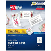 Avery Clean Edge Business Cards, Matte, Heavyweight, Rounded Corners, Smooth Edge, Jam-Free, Smudge-Free, Double-Sided, White, 2" x 3-1/2", 40 Sheets/Box, 10 Cards/Sheet