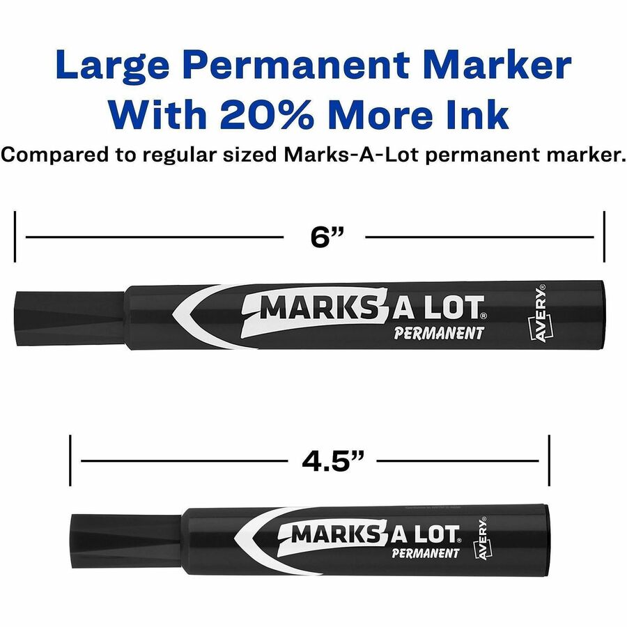 Avery&reg; Marks A Lot Large Desk-Style Permanent Markers - 4.762500 mm Chisel Marker Point - Orange Ink - Orange Plastic Barrel - 1 Dozen
