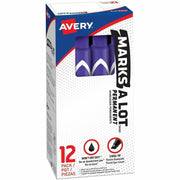 Avery&reg; Marks A Lot Large Desk-Style Permanent Markers - 4.762500 mm Chisel Marker Point - Purple Ink - Purple Plastic Barrel - 1 Dozen