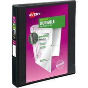 Avery Durable View Binder, EZD D-Rings, 1" Capacity, 3 Rings, 275 Sheet Capacity, 4 Internal Pockets, Letter Size (8.5" x 11"), Black, Poly, Recycled, 1 Each