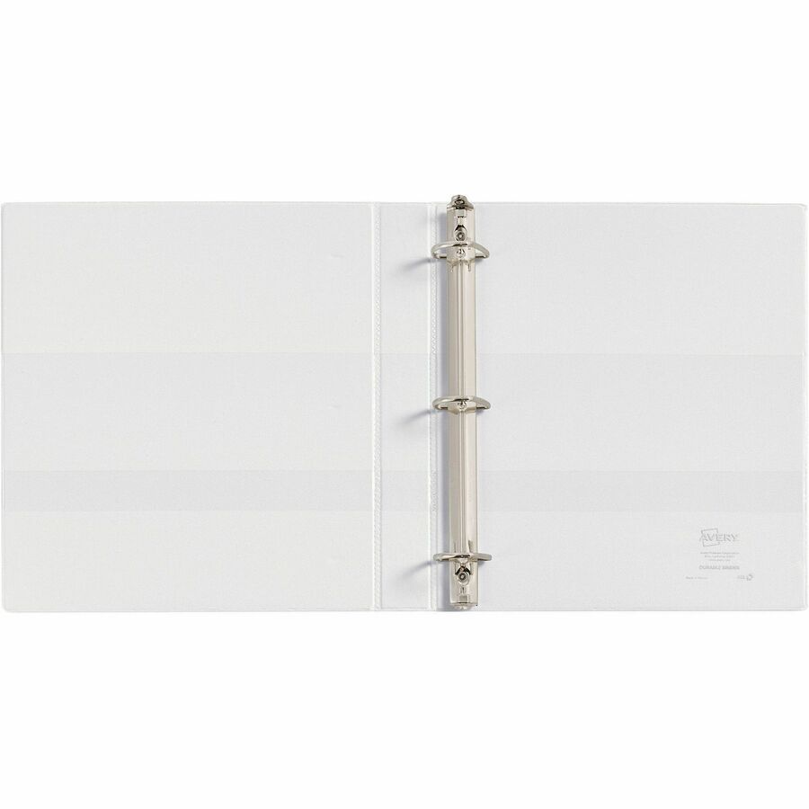 Avery Durable View Binder, EZD D-Rings, 1" Capacity, 3 Rings, 275 Sheet Capacity, 4 Internal Pockets, Letter Size (8.5" x 11"), White, Poly, 1 Each