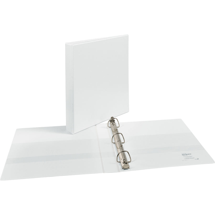 Avery Durable View Binder, EZD D-Rings, 1" Capacity, 3 Rings, 275 Sheet Capacity, 4 Internal Pockets, Letter Size (8.5" x 11"), White, Poly, 1 Each