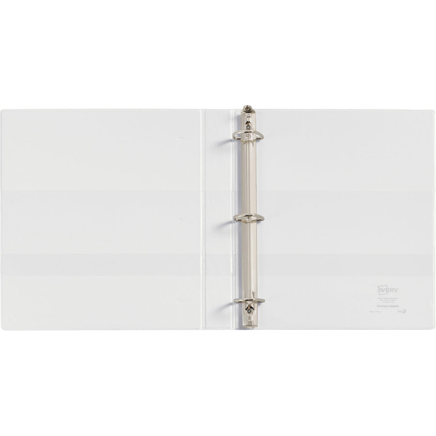 Avery Durable View Binder, EZD D-Rings, 1" Capacity, 3 Rings, 275 Sheet Capacity, 4 Internal Pockets, Letter Size (8.5" x 11"), White, Poly, 1 Each