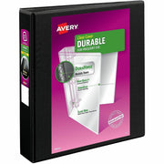 Avery Durable View Binder, EZD D-Rings, 1 1/2" Capacity, 3 Rings, 400 Sheet, 4 Internal Pockets, Letter Size, Black, Poly, 1 Each
