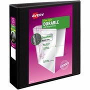 Avery Durable View Binder, EZD D-Rings, 2" Capacity, 3 Rings, 540 Sheet, 4 Internal Pockets, Letter Size 8.5" x 11", Black, Poly, Recycled, 1 Each