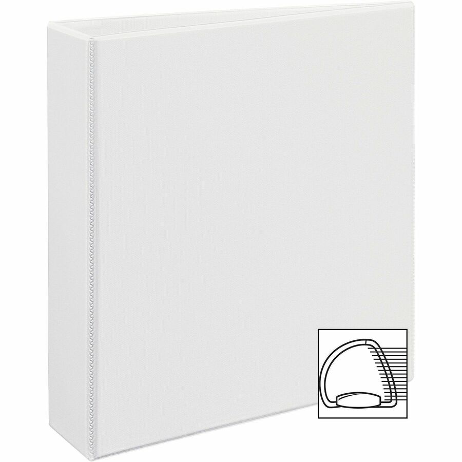 Avery Durable View Binder, EZD D-Rings, 2" Capacity, 3 Rings, 540 Sheet, 4 Internal Pockets, Letter Size, White, Poly, Recycled, 1 Each