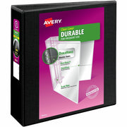 Avery Durable View Binder, EZD D-Rings, 3" Capacity, Letter Size (8.5" x 11"), 670 Sheet Capacity, 3 Rings, 4 Internal Pockets, Poly, Black, Recycled, 1 Each