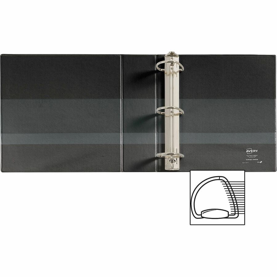 Avery Durable View Binder, EZD D-Rings, 3" Capacity, Letter Size (8.5" x 11"), 670 Sheet Capacity, 3 Rings, 4 Internal Pockets, Poly, Black, Recycled, 1 Each