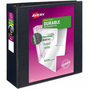 Avery Durable View Binder, EZD D-Rings, 4" Capacity, Letter Size (8.5" x 11"), 780 Sheet Capacity, 3 Rings, 4 Internal Pockets, Poly, Black, Recycled, 1 Each