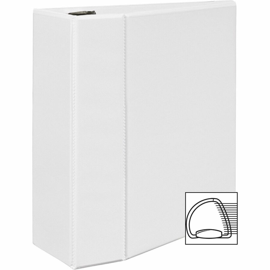 Avery Durable View Binder, EZD Rings, 5" Capacity, Letter Size, 1050 Sheet Capacity, 3 D-Rings, 4 Internal Pockets, White, Poly, Recycled, 1 Each