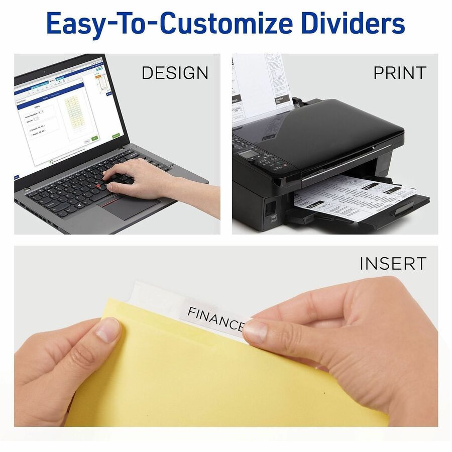Avery Big Tab Insertable Dividers, Reinforced Gold Edge, 5 Blank Tabs, Letter Size, 3-Hole Punched, Buff Paper, Clear Tabs, 30% Recycled, Double Gold Reinforced Edges, 5 per Set