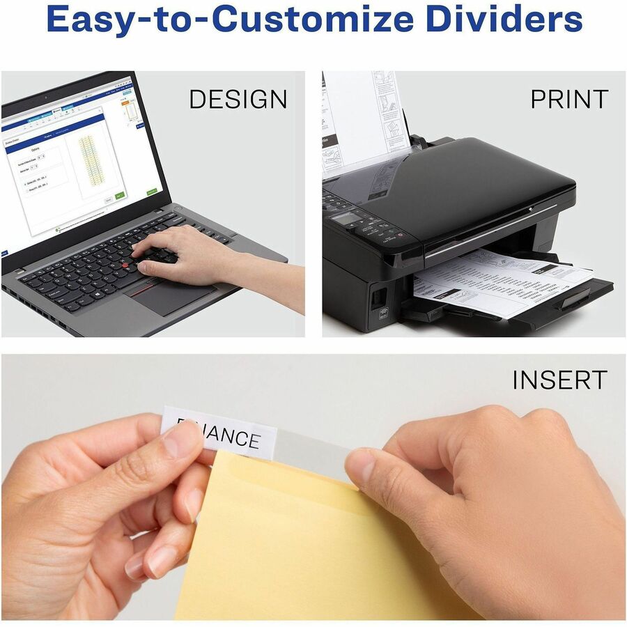 Avery Big Tab Insertable Dividers, Reinforced Gold Edge, 8 Blank Tabs, Letter Size, 3-Hole Punched, Buff Paper, Clear Tabs, 30% Recycled, Double Gold Reinforced Edges, 8 per Set