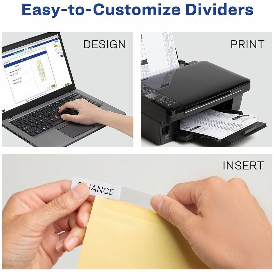 Avery Big Tab Insertable Dividers, Reinforced Gold Edge, 8 Blank Tabs, Letter Size, 3-Hole Punched, Buff Paper, Clear Tabs, 30% Recycled, Double Gold Reinforced Edges, 8 per Set
