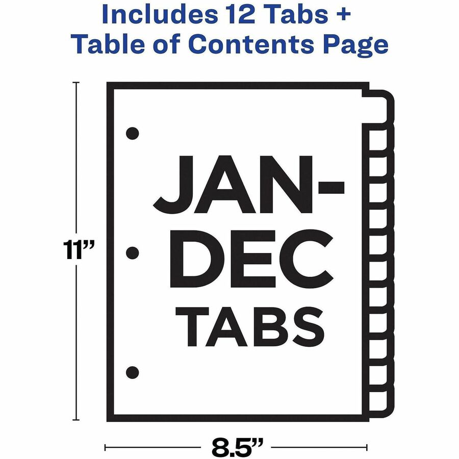 Avery&reg; Ready Index Table of Contents Dividers for Laser and Inkjet Printers, Jan-Dec