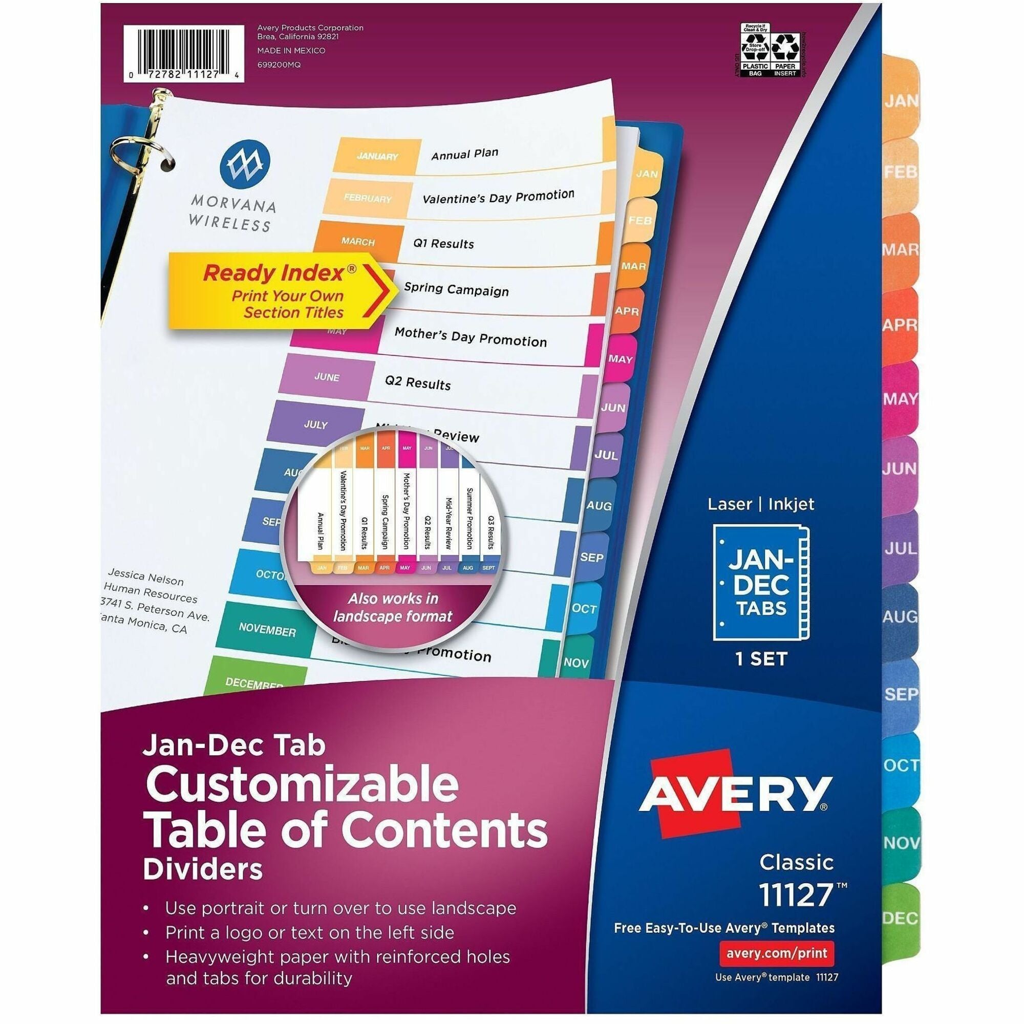 Avery&reg; Ready Index Table of Contents Dividers for Laser and Inkjet Printers, Jan-Dec