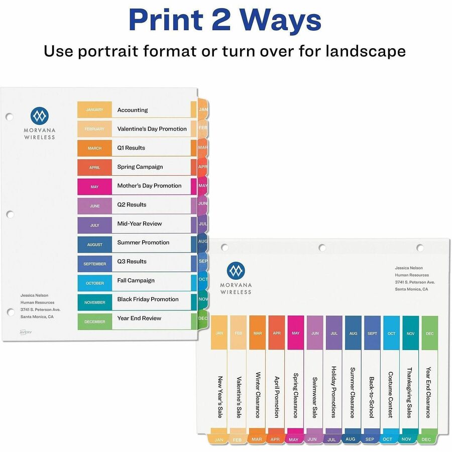 Avery&reg; Ready Index Table of Contents Dividers for Laser and Inkjet Printers, Jan-Dec