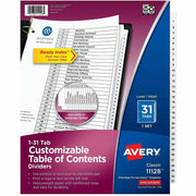 Avery Ready Index Binder Dividers, 31 Tab Set, 1-31 Printed White Tabs, 8.5" x 11", Letter Size, 3-Hole Punched, Reinforced, 20% Recycled Paper